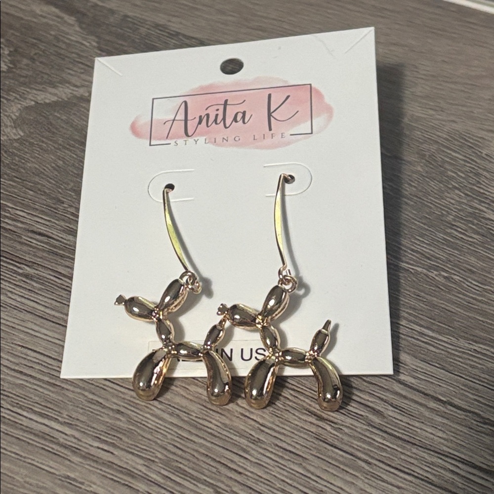 Gold Balloon Dog Earrings